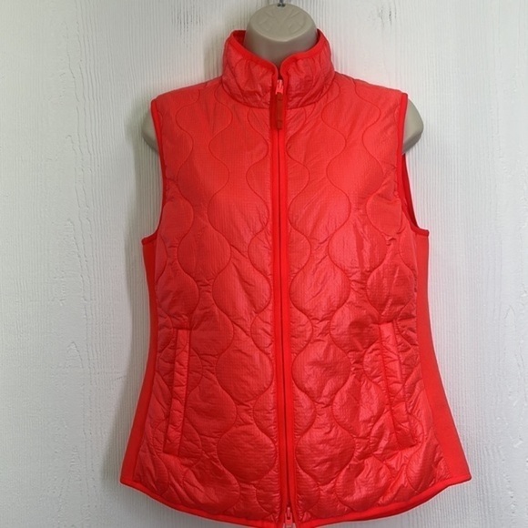 J Crew - NWT Bright Orange Red Zip Closure Sleeveless Vest Pockets Size Small - Picture 3 of 13